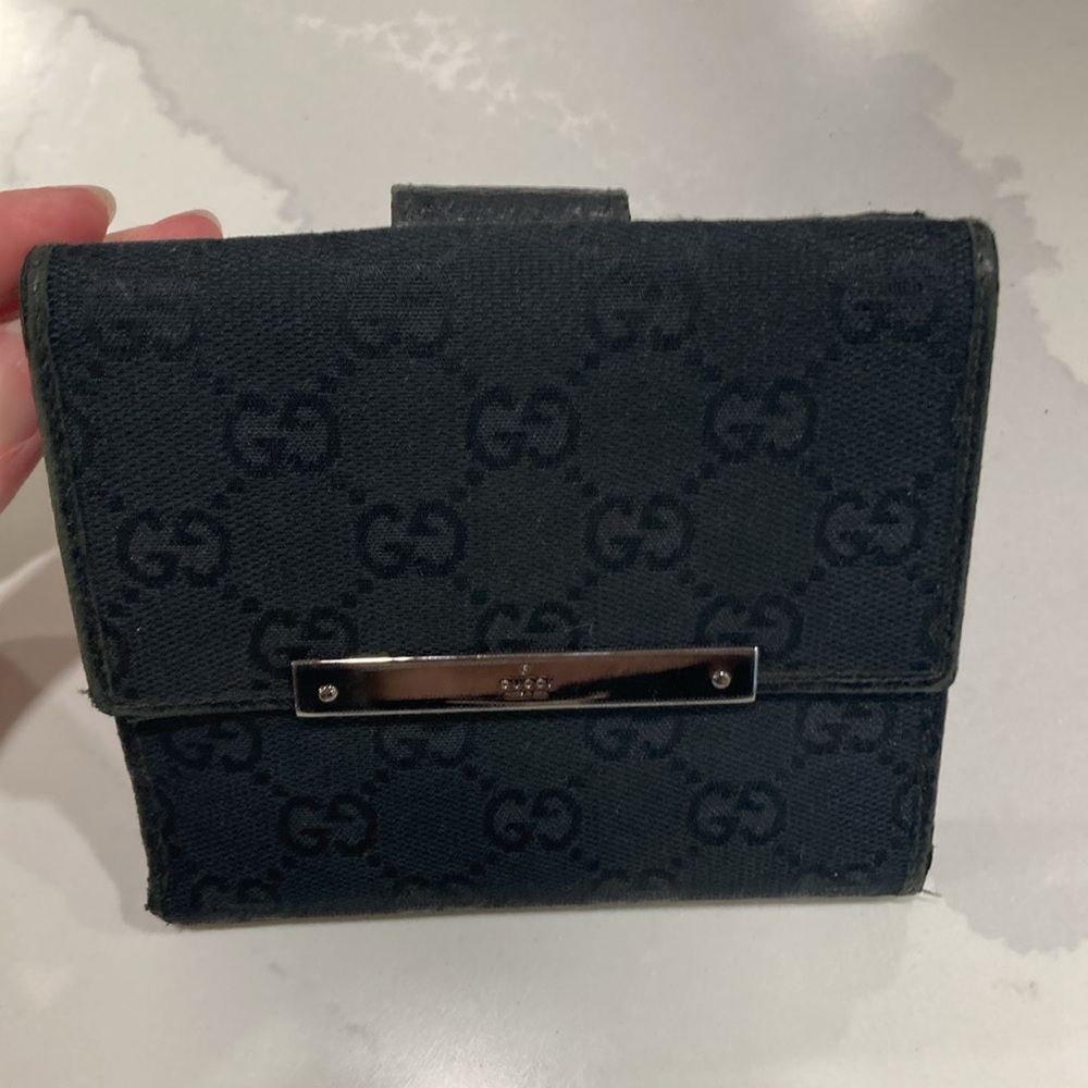 Gucci GG Canvas Leather Bifold Wallet Brown